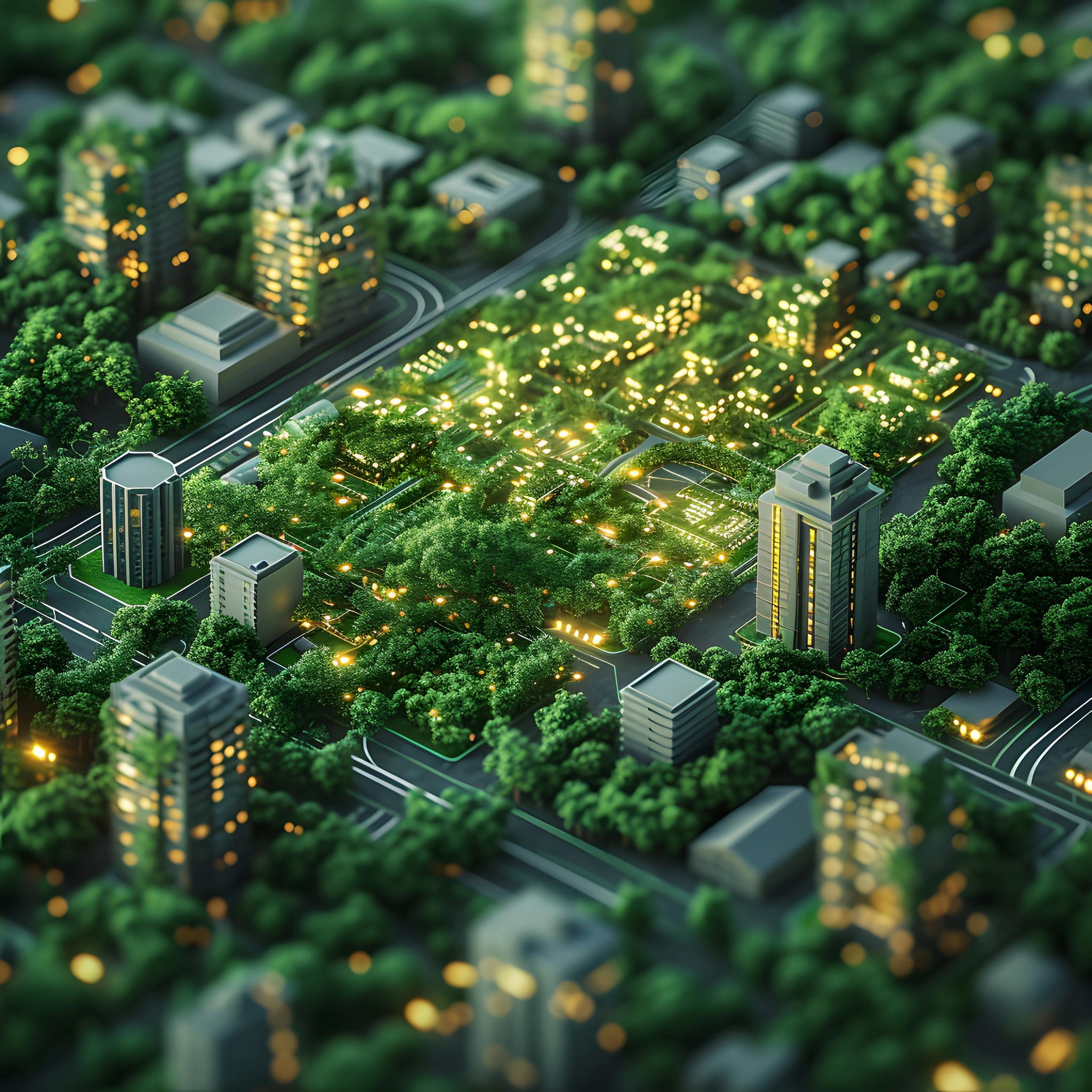 City with green space